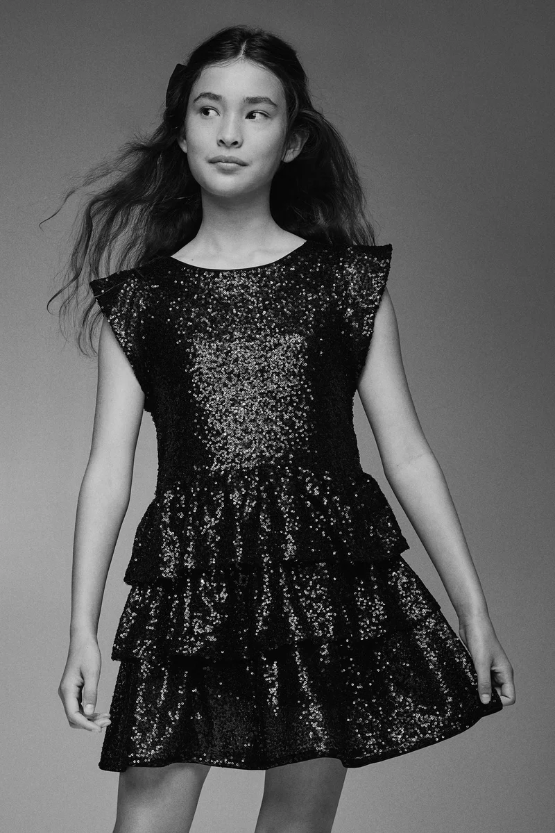 H&M Tiered sequined skirt